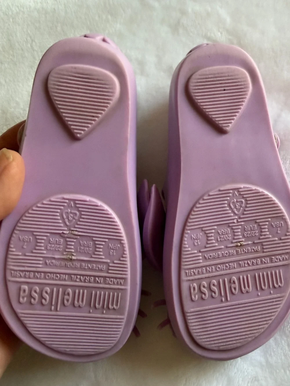 Mini Melissa Lilac Bunny Mary Jane Sandals with Carrot Insole
